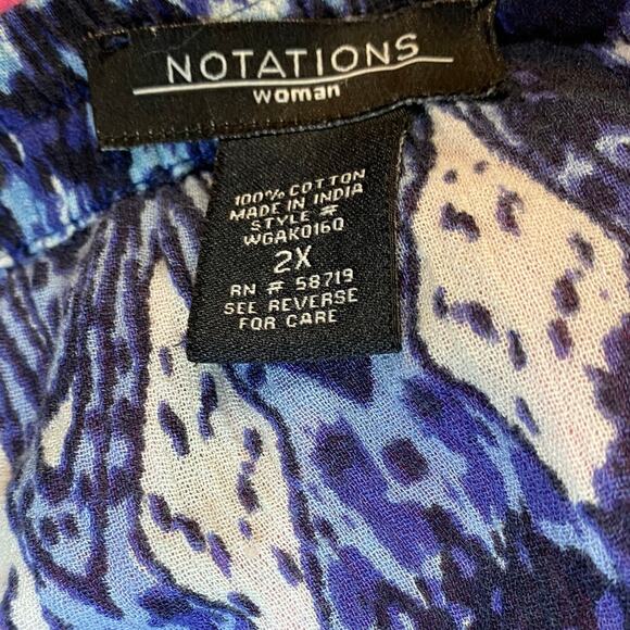 Notations Womens Blue Boho Tiered Skirt Plus Size 2X Elastic Waist - Picture 4 of 5